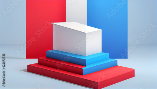 illustration of podium for demonstration in red white and blue color Ai generated image