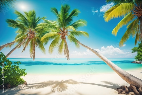 photo beautiful tropical beach and sea with coconut