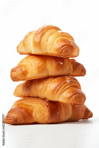 Stack of Croissants Isolated on a White Background. Generative ai