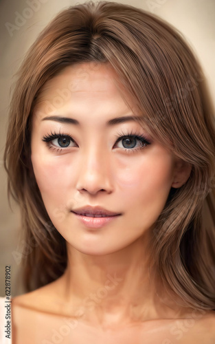 happy pretty asian woman at the street, generative AI