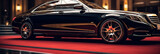 luxury modern black car. Generative AI illustration