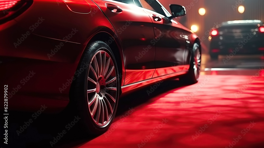 luxury modern red car closeup. Generative AI illustration luxury modern red car closeup. Generative AI illustration