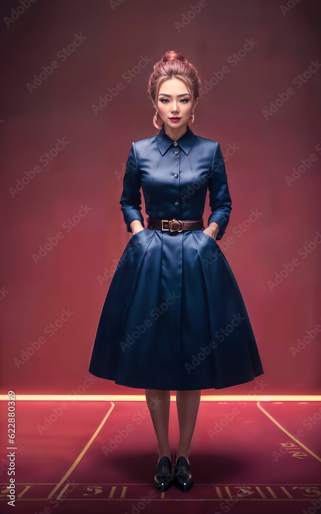 pretty young asian woman at gambling casino lounge, generative AI pretty young asian woman at gambling casino lounge, generative AI