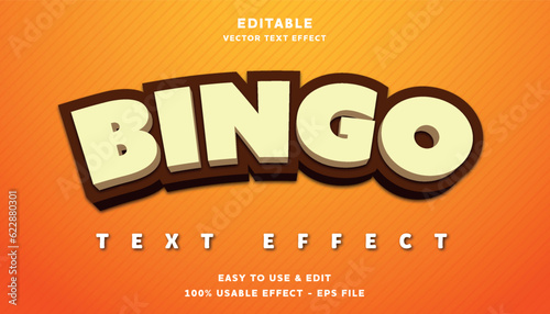 bingo editable text effect with modern and simple style	