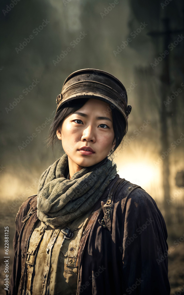 post apocalypse civilian people in abandoned city, generative AI post apocalypse civilian people in abandoned city, generative AI