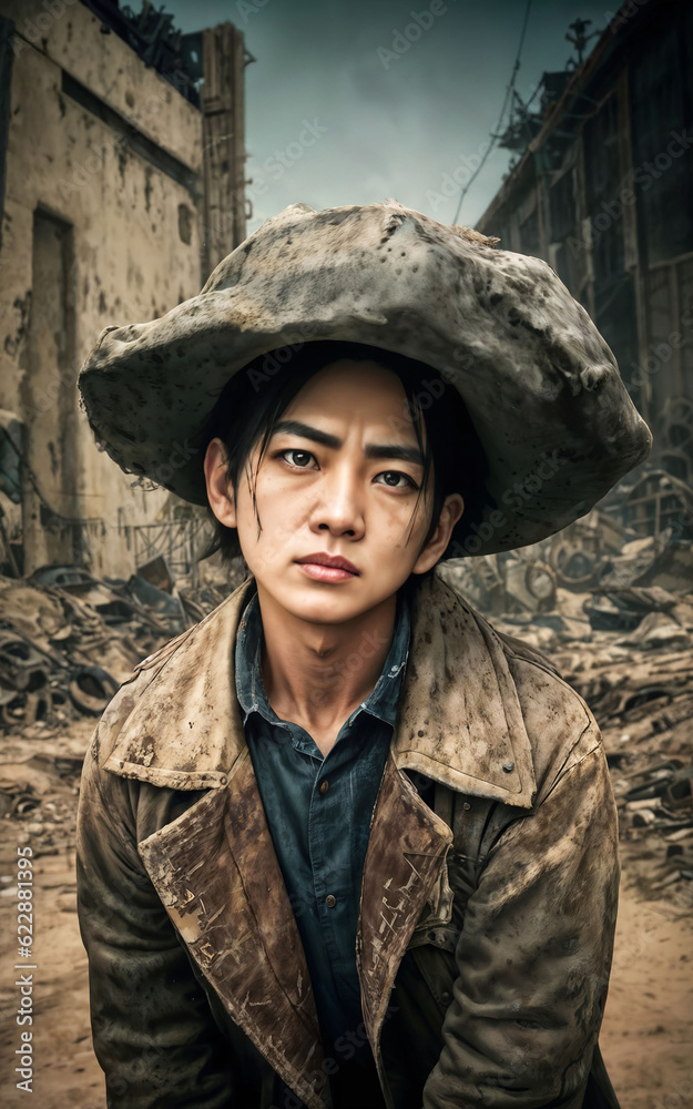 post apocalypse civilian people in abandoned city, generative AI post apocalypse civilian people in abandoned city, generative AI