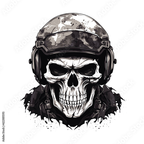 Soldier skull in helmet vector illustration