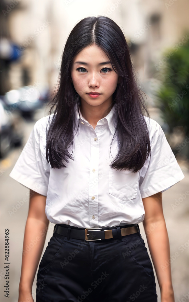 Thai people in thailand technical college uniform white shirt and pant, generative AI Thai people in thailand technical college uniform white shirt and pant, generative AI