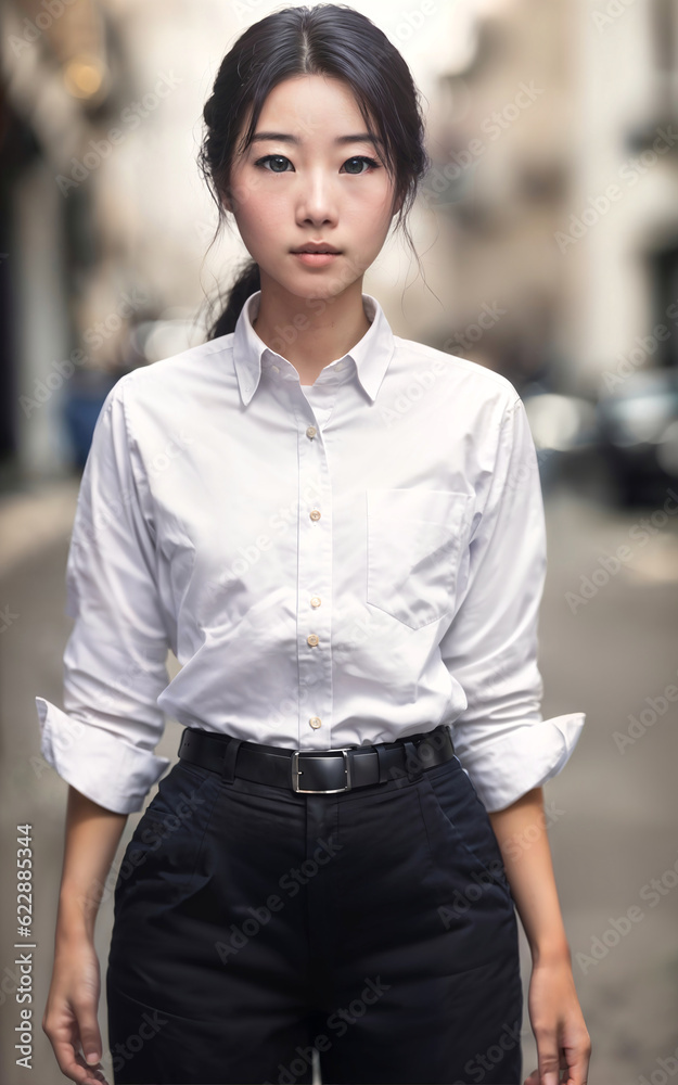 Thai people in thailand technical college uniform white shirt and pant, generative AI