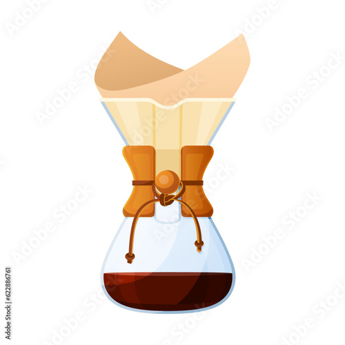 Specialty coffee brewing method. Drip coffee. Chemex. Colorful vector illustration