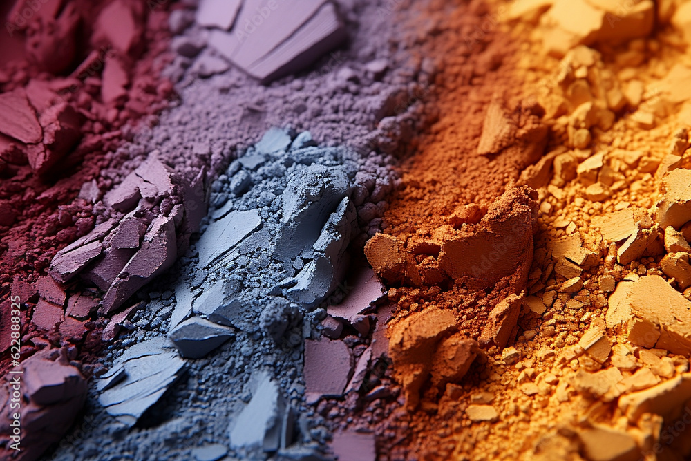 Eye shadow texture in different colors, makeup. Generative AI.