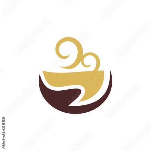 Coffee cup art design logo vector image

