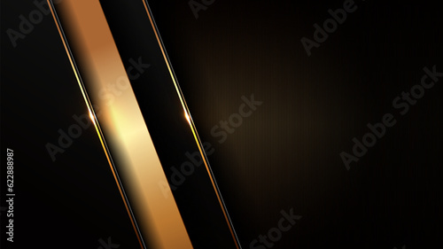 black gold background, golden light luxury image abstract, straight lines overlap layer shadow gradients space composition for banner, flyer cover layout, website template design
