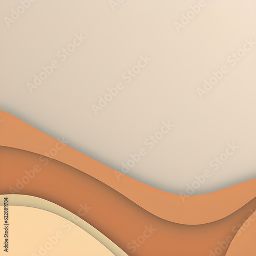 Orange beige abstract organic waves wave papercut overlapping 3d soft pastel multi layers paper texture background banner for presentation design 