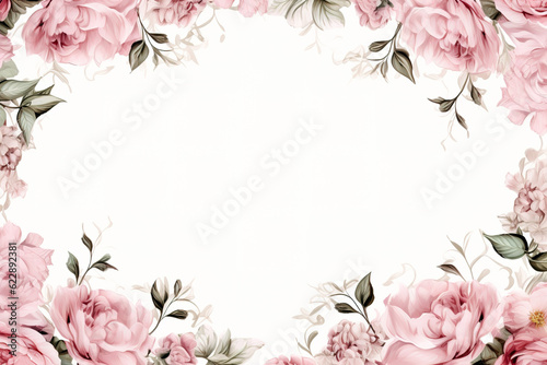 Image of picture frames a floral pattern on a white background. Flower. Illustration, Generative AI.