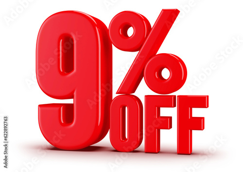 9 Percent Off 3d Number Discount 