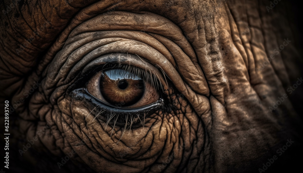 Endangered African elephant portrait, looking at camera generated by AI Endangered African elephant portrait, looking at camera generated by AI