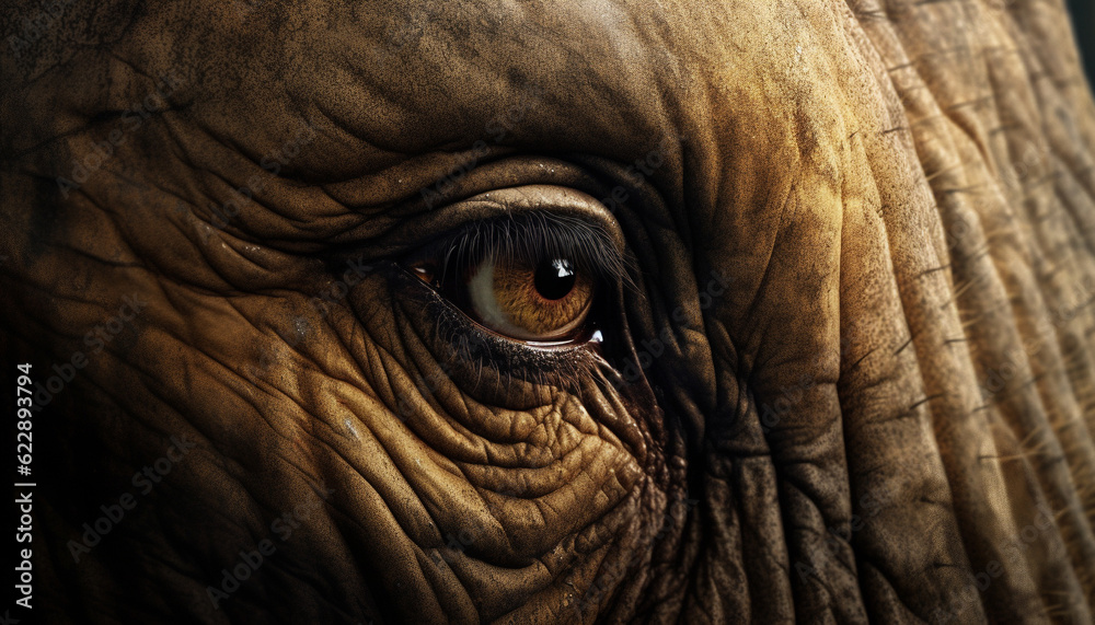 Wrinkled elephant trunk, macro portrait, selective focus generated by AI Wrinkled elephant trunk, macro portrait, selective focus generated by AI