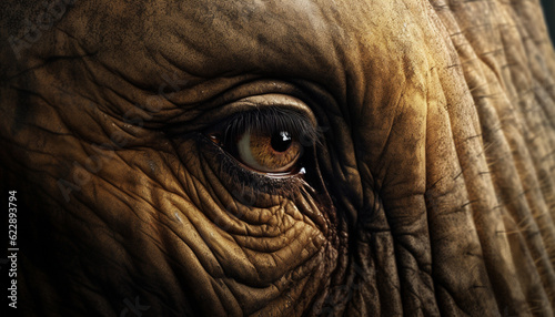 Wrinkled elephant trunk, macro portrait, selective focus generated by AI © grgroup