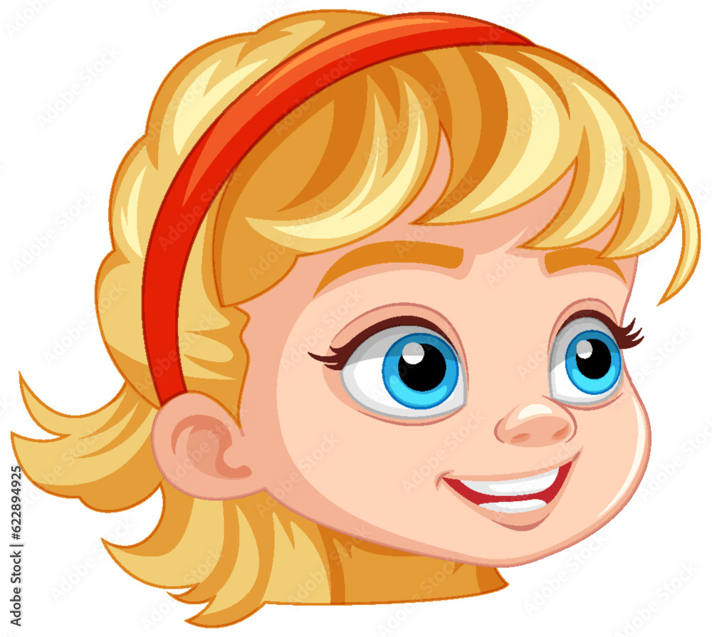 Fototapeta premium Cute blonde girl head with blue eyes