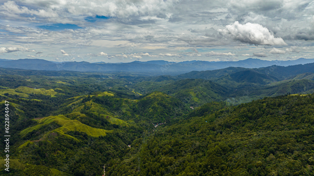 Mountains with rainforest and clouds. Sumatra, Indonesia.