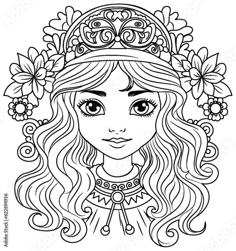 Beautiful woman portrait isolated doodle