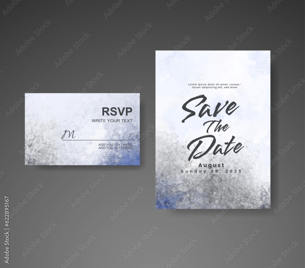 Wedding invitation with abstract watercolor background