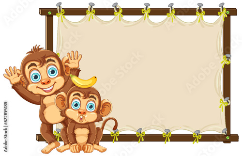 Cute Monkey with Empty Board