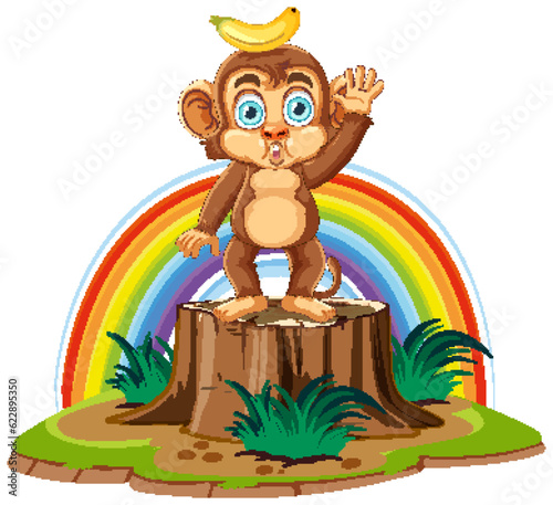 Funny Monkey with Banana on Their Head