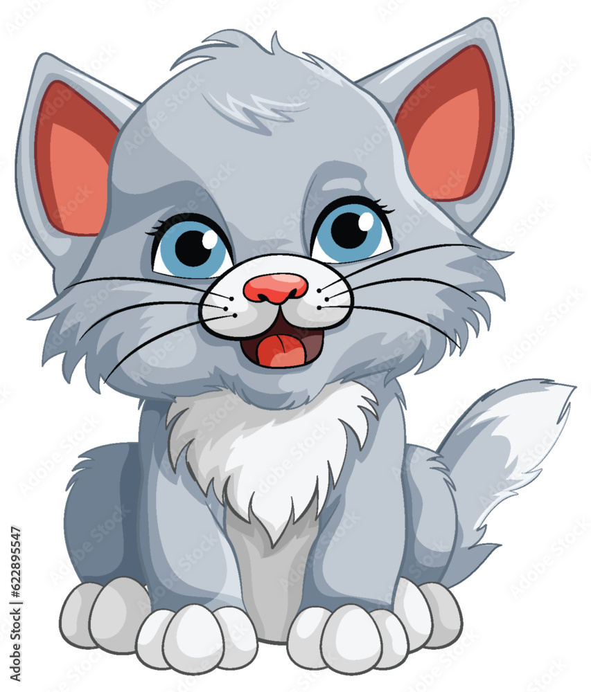 Obraz premium Cute Kitten Cartoon Character