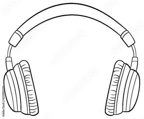 Headphone gadget cartoon isolated outline doodle