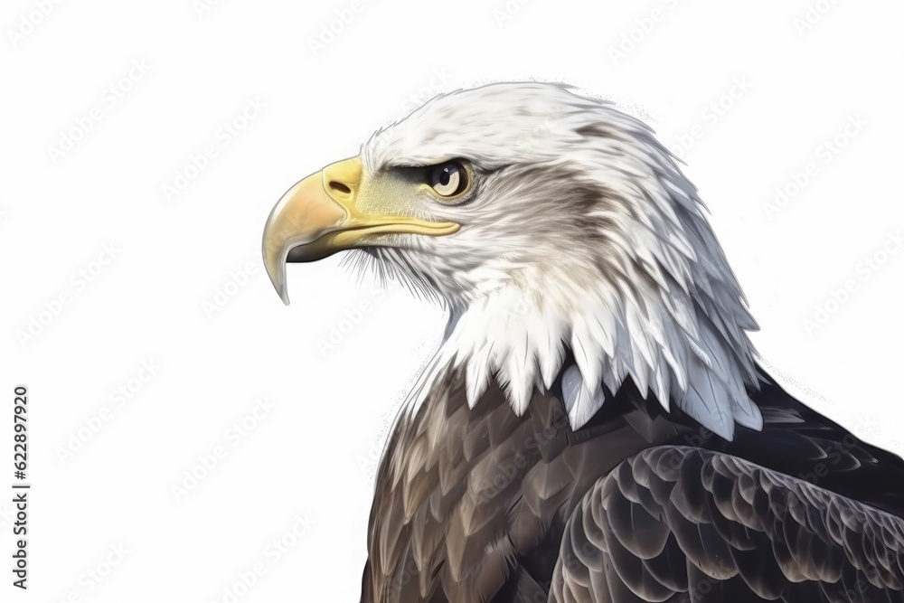 n eagle in a realistic style on a blank white background. Generative AI n eagle in a realistic style on a blank white background. Generative AI