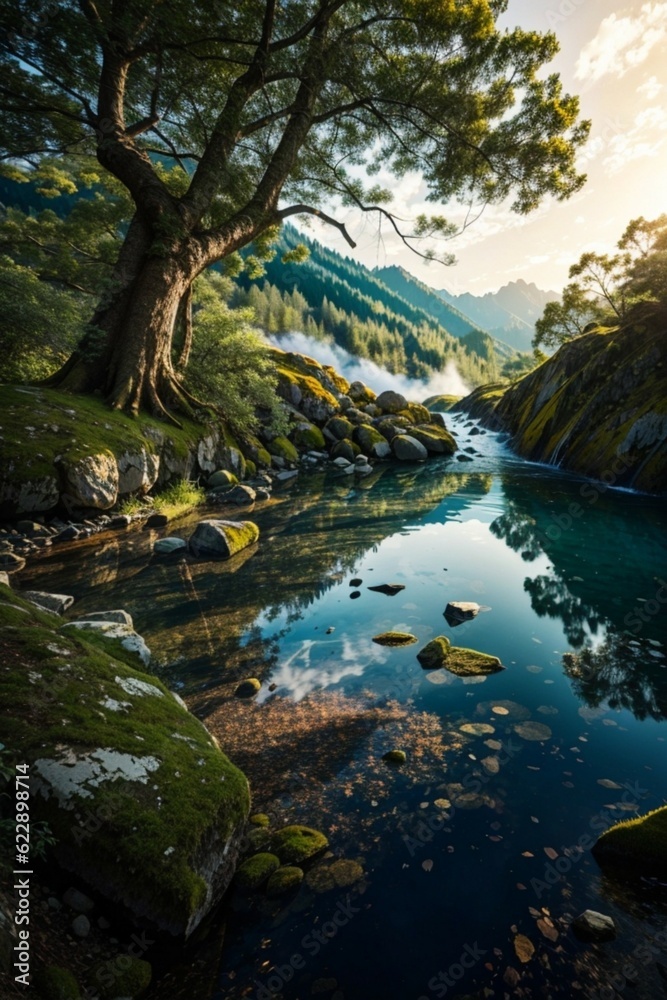 mountain river in the forest mountain river in the forest