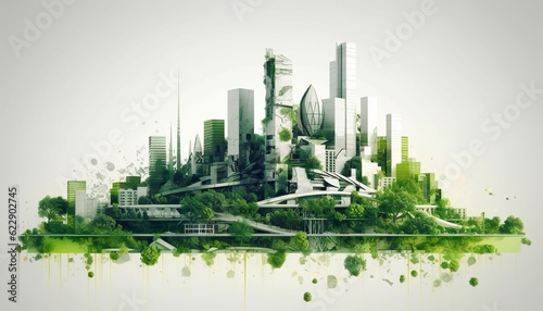 City dedicated to sustainable engineering and environmental responsibility. Urban development  implementing innovative green engineering projects. AI Generative
