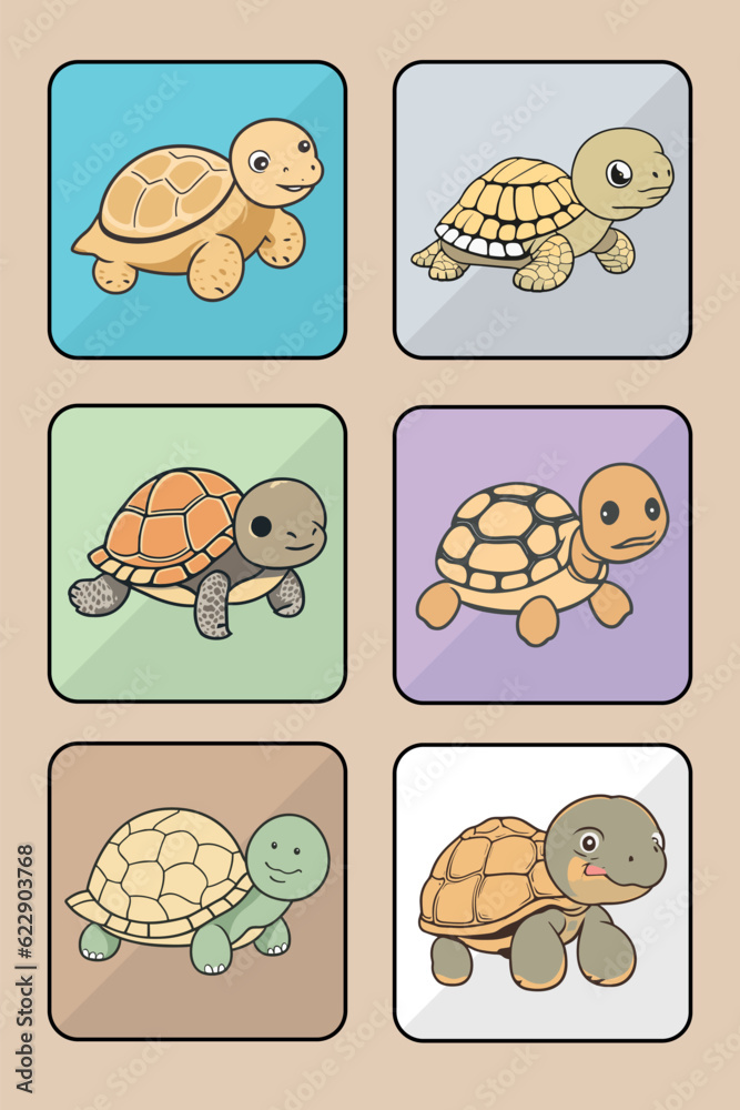 Fototapeta premium Tortoise vector icon set art