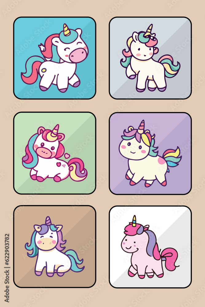 Unicorn vector icon set art Unicorn vector icon set art