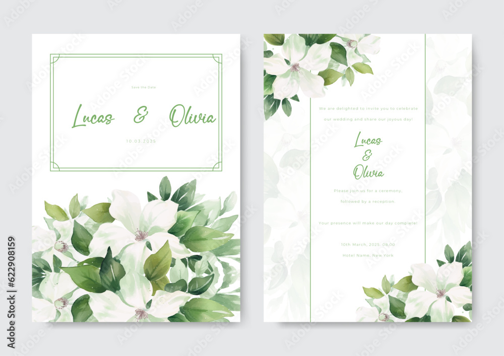 watercolor floral wedding invitation card template