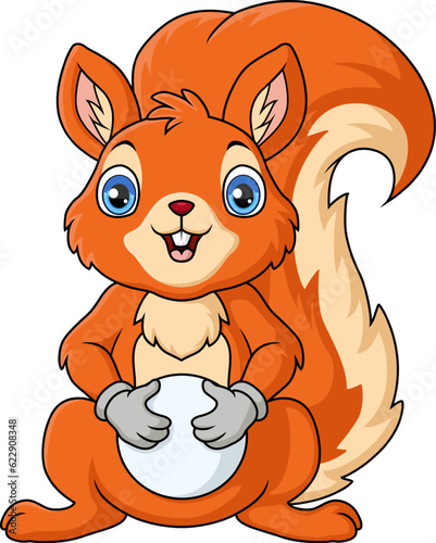 Cute squirrel cartoon on white background