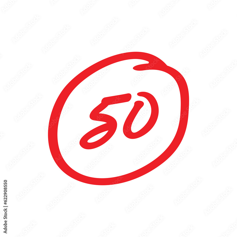 50 points test score, fifty points grade results, vector illustration 50 points test score, fifty points grade results, vector illustration