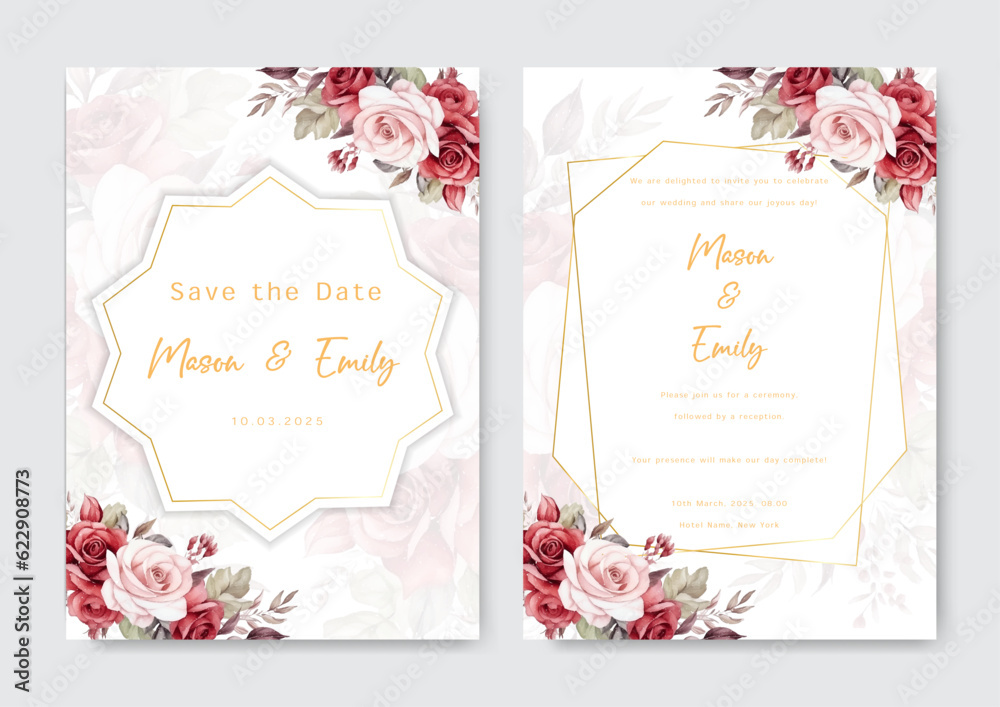 watercolor alcohol ink wedding invitation template