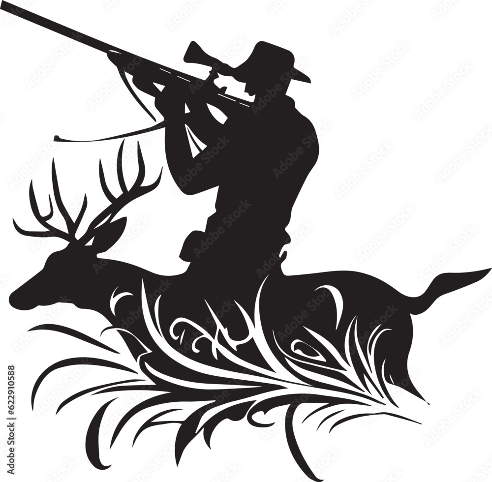 Hunting vector tattoo design illustration