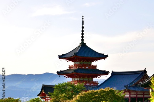 Kiyomizu Dera  a famous place for Kyoto tourism  in spring season. View from the back forest