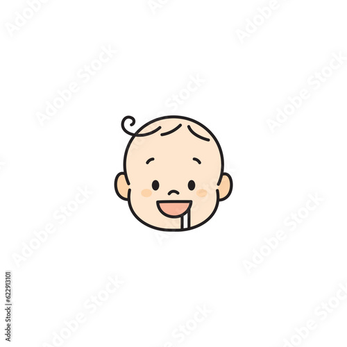 赤ちゃん　ベビー　顔　イラスト　アイコン　よだれ