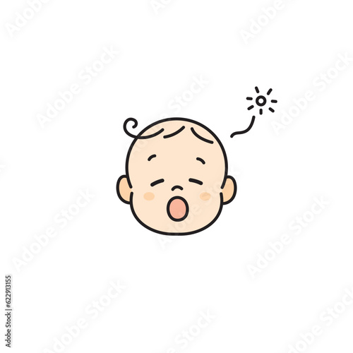 赤ちゃん　ベビー　顔　イラスト　アイコン　あくび