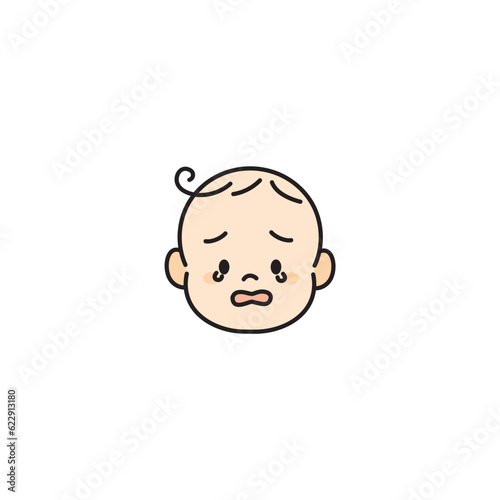 赤ちゃん　ベビー　顔　イラスト　アイコン　泣く