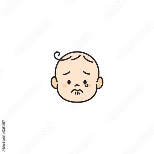 赤ちゃん　ベビー　顔　イラスト　アイコン　泣きそう