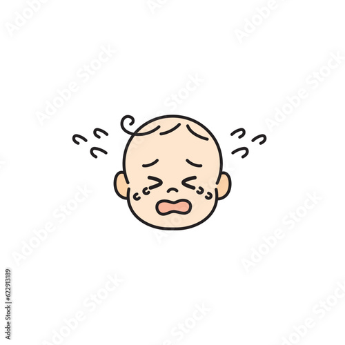 赤ちゃん　ベビー　顔　イラスト　アイコン　泣き喚く