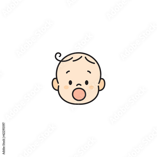 赤ちゃん　ベビー　顔　イラスト　アイコン　口を開ける