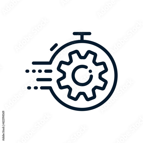 Gear, timer. The concept of fast process. Vector icon isolated on white background.