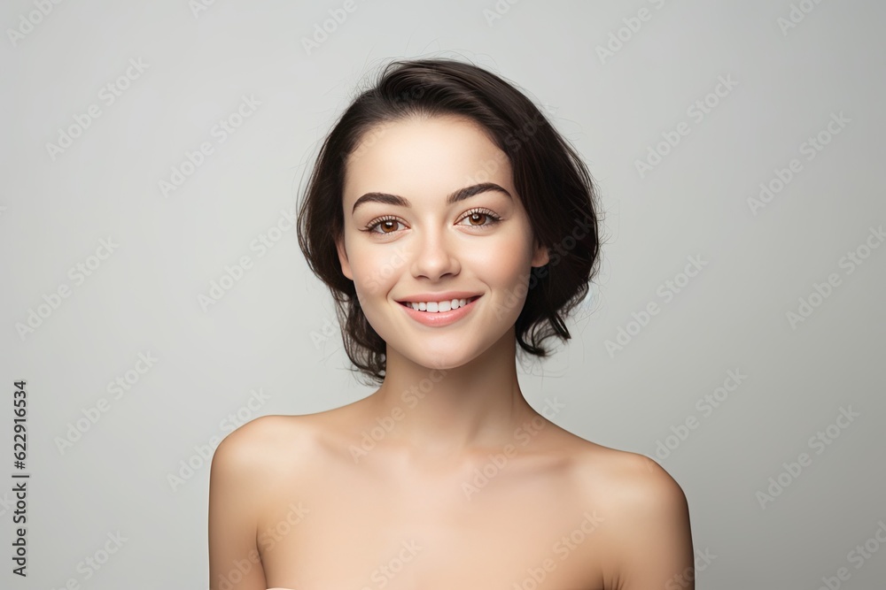 Portrait of a happy, confident, and healthy Caucasian woman with glowing skin and positivity. Generative AI Portrait of a happy, confident, and healthy Caucasian woman with glowing skin and positivity. Generative AI